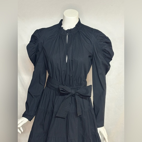 Ulla Johnson Size 8 Puffy Sleeve Tie Elegant Black Women's Dress - Picture 5 of 14